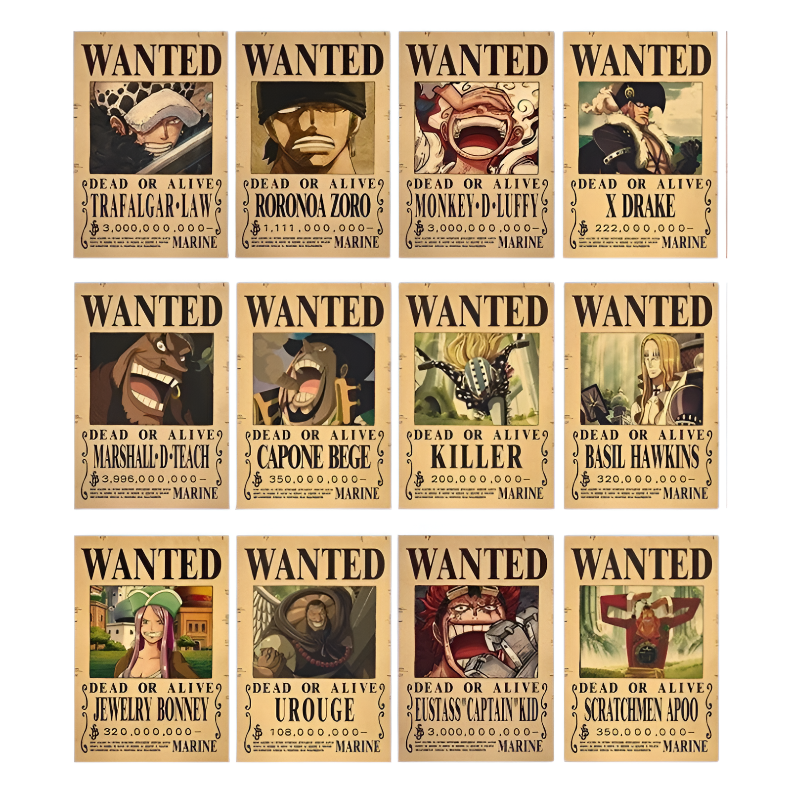 Lot affiches Wanted One Piece Supernova
