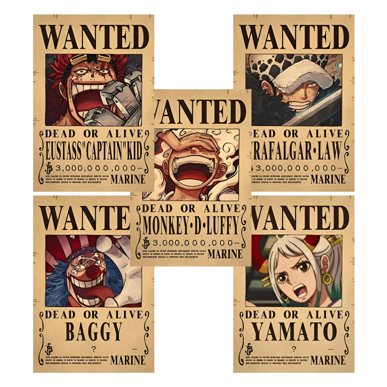 Lot affiches Wanted One Piece Primes 3 Milliards