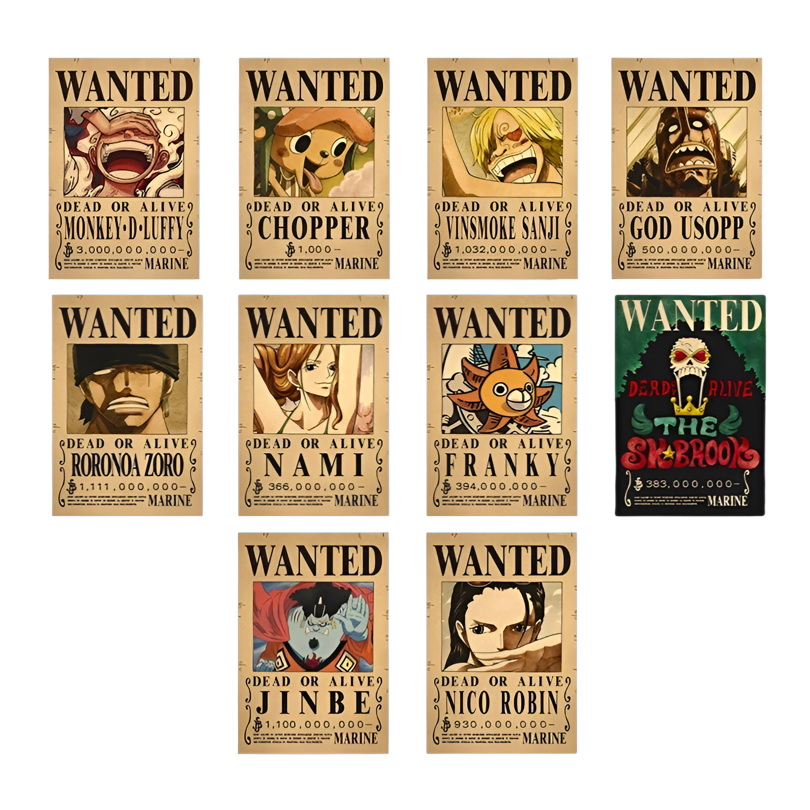 Lot affiches Wanted One Piece Mugiwara Post Wano
