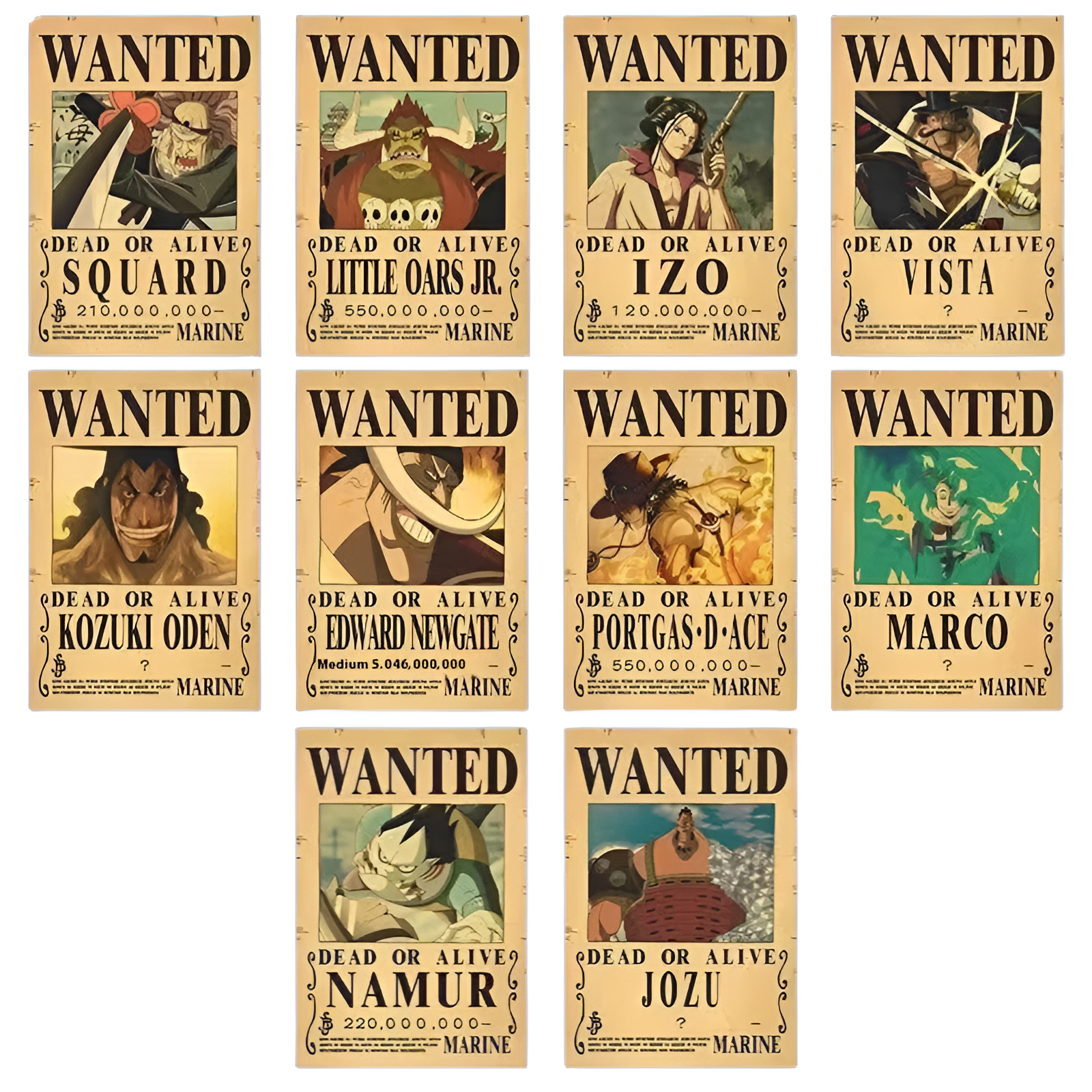 Lot affiches Wanted One Piece Équipage Barbe Blanche